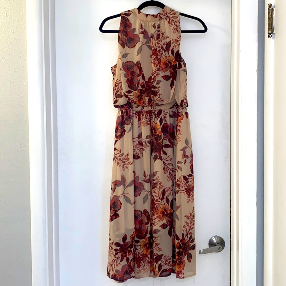 High neck floral maxi dress